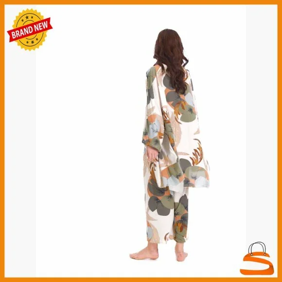 Women's Satin Pajama Set with Robe, 3-Piece Sleepwear, Medium - Picture 7 of 7